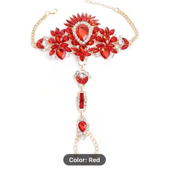 1pcs Exaggerated Personality Mitten Bracelets With Faux Gemstone AB Color - Picture 4 of 9